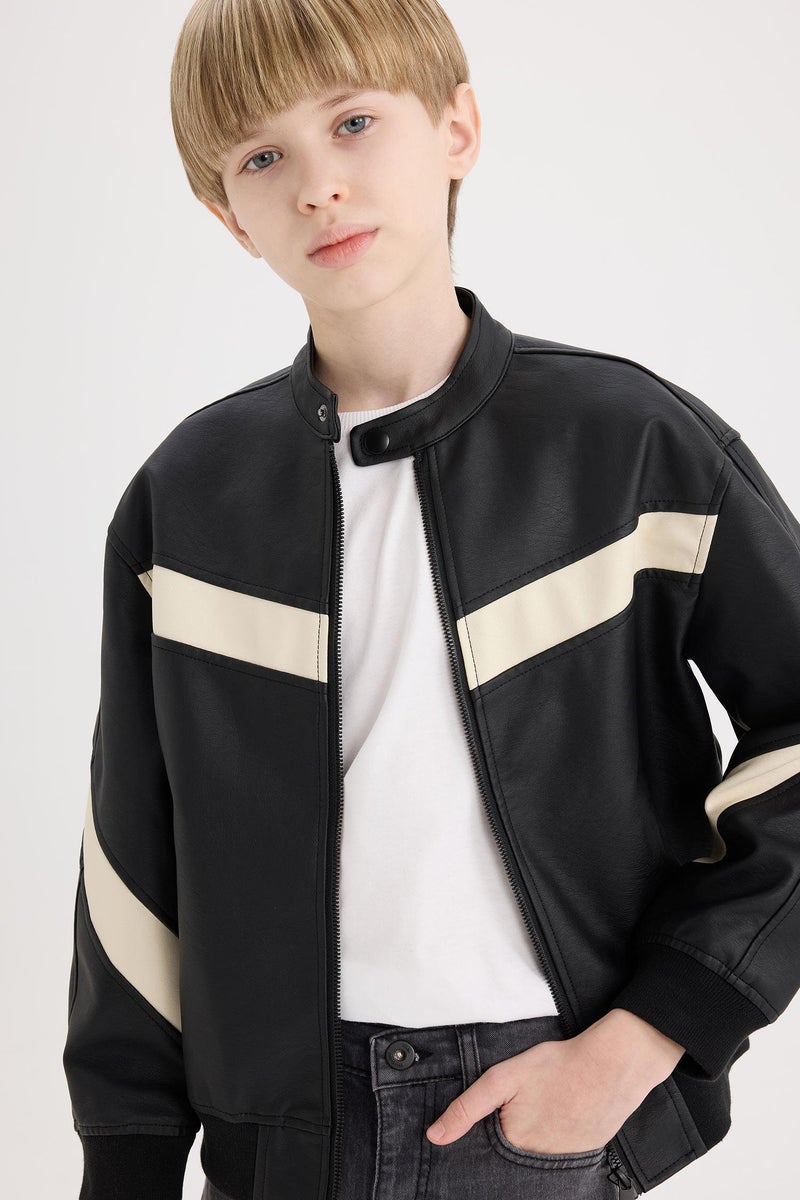 DeFacto Black Boy Boy College Collar Waterproof Bomber Jacket Casual - Image 4